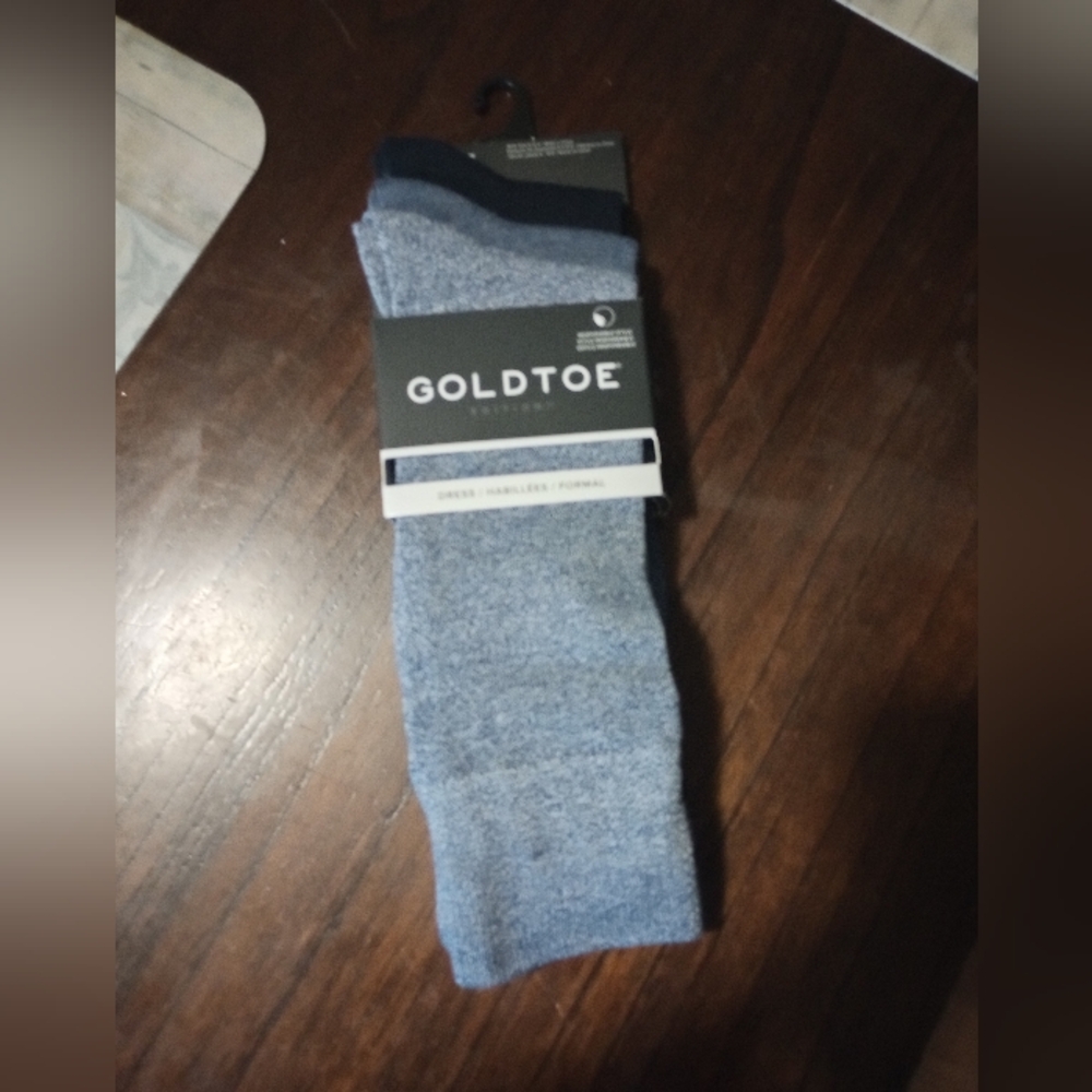 NWT Gold Toe Edition Moisture Wicking Black Blue Dress Socks Shoe Size 6-12.5
